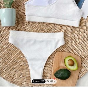 Shein white high rise bikini